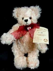 Martin J. Hermann-Speilwaren Valentinsbär Neu mit Etikett 124/500 rosa Mohair selten - Bild 1 von 10