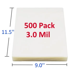 500 Pack 3 mil Thermal Laminating Pouches Sheets 11.5'' X 9" Letter Size Clear - Bild 1 von 8