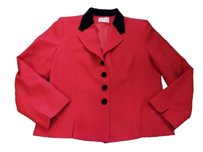 Chaqueta de Montar Blazer Pendleton Clásica Roja Negra Cuello Terciopelo EE. UU. 12 Lana Foto 1 de 4