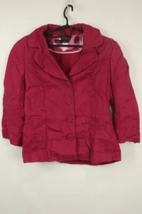 Laura Ashley Red Cotton Collared Notch Lapel Long Sleeves Blazer Jacket 6 - Picture 1 of 15