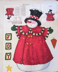 Daisy Kingdom Joyful Snowman Fabric Door Panel #1123 Cut/Sew + 1 Yd. Red Backing - Picture 1 of 9