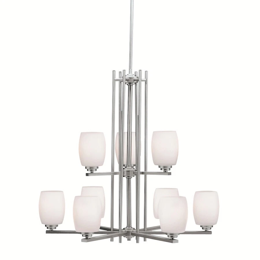 Kichler Eileen Chandelier 9Lt, Brushed Nickel, Satin Etched Cased Opal - 1897NI - Imagem 1 de 1