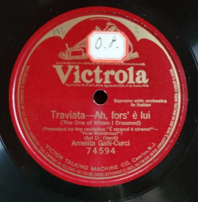 076. AMALITA GALLI-CURSI 78 RPM 12" Vintage Victrola US Label Shellac  LP - Image 1 of 2