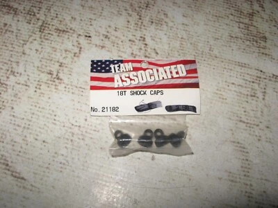 Vintage RC Associated RC18T Shock Caps Plastic Black (4) 21182 - Image 1 of 2
