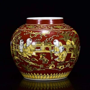 Fine Collectable Chinese Hand Colour enamels Porcelain Boy Figure Pot - Picture 1 of 9