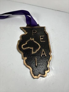 VINTAGE Horse Show Medal PEAI Necklace Ribbon Solid Metal Equestrian Decor MCM - Picture 1 of 7