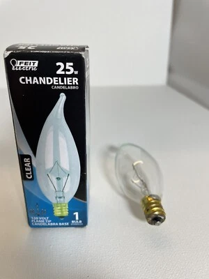 Feit Electric 25CFC-130 25-Watt Flame Tip Chandelier Bulbs Clear. PACK OF 9 - Image 1 of 4