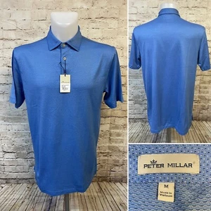 Peter Millar Crown Ease blau Darien Jacquard Lisle Baumwolle Poloshirt Herren Medium - Bild 1 von 9