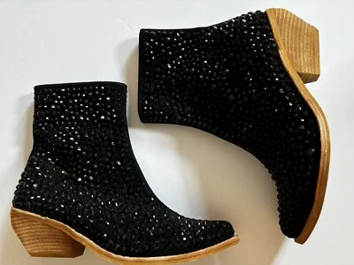 JEFFREY CAMPBELL Free People Black Rhinestone Boots Booties 9 Nashville Country - Image 1 of 4