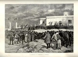 1884 Stampa Antica = FUNERALI DI GARIBALDI A CAPRERA = Risorgimento = Old Print - Picture 1 of 1