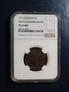 1871 Canada LARGE CENT NGC XF45 BN PRINCE EDWARD ISLAND 1C Coin PRICED TO SELL!  - Picture 1 of 4