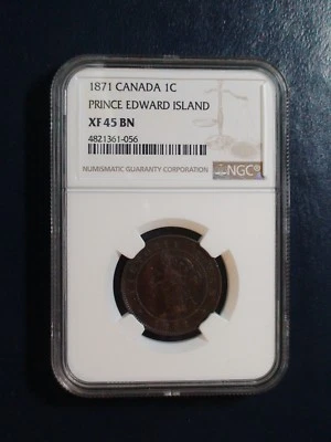 1871 Canada LARGE CENT NGC XF45 BN PRINCE EDWARD ISLAND 1C Coin PRICED TO SELL!  - Image 1 of 4
