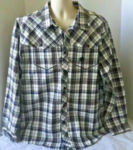 Camisa a Cuadros Artful Dodger Hombres Talla 3XL Azul Marrón L/S Algodón Con Botones Usada en Excelente Condición - Imagen 1 de 10
