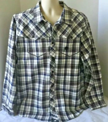Artful Dodger Men Plaid Shirt Size 3XL Blue Brown L/S Button Down Cotton EUC - Image 1 of 4