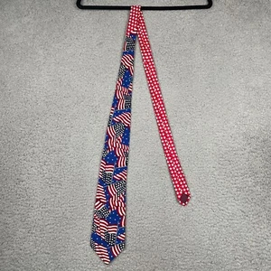 Rooster American Flag Tie USA Patriotic Stars Casual Men's Necktie Made In USA - Picture 1 of 9