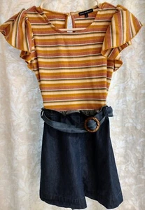 Fall RomperSequin Hearts Belted Girl's Size Medium 10-12 New - Picture 1 of 7