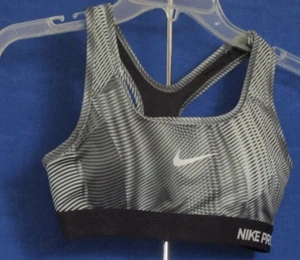 EUC hübscher NIKE PRO Athletic TOP Sport BH schwarz & grau DRI-FIT m. LOGOS Gr. XS - Bild 1 von 6