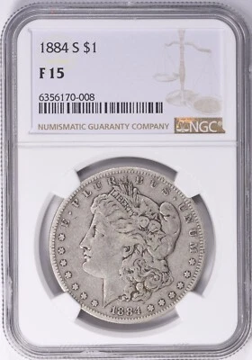 1884 - S   MORGAN  SILVER  DOLLAR  -  LOW  MINTAGE - Image 1 of 2