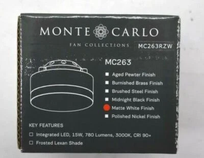 Monte Carlo Fan Collections Matte White LED Light Frosted Acrylic Shade Kit - Image 1 of 4