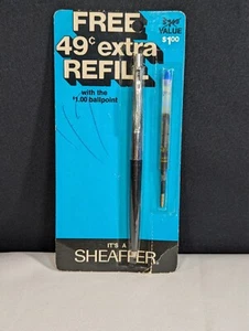 Vintage Sheaffer Kugelschreiber Made In USA Schwarzer Schaft Chrom Top On Card NOS - Bild 1 von 2