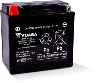 Yuasa bateria YTX14 12V livre de manutenção para Buell Lightning Long XB12Ss 2004-10 - Imagem 1 de 3