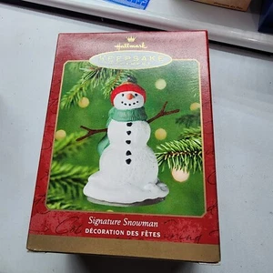 Hallmark Andenken Ornament Signatur Schneemann Strickmütze & Schal Weihnachten 2000 - Bild 1 von 5