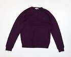 Redhering Mens Purple V-Neck Cotton Pullover Jumper Size L