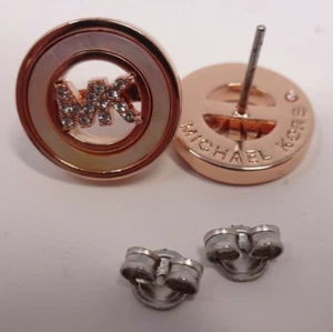 Michael Kors MKJ7494710 Rose Gold Clear MOP Studs Earrings - Picture 1 of 4