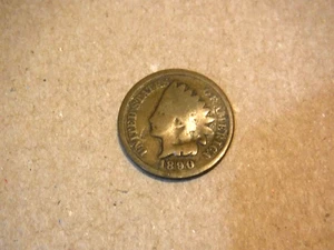 1890 INDIAN HEAD ONE CENT COIN  -  Good Circulated - Picture 1 of 2