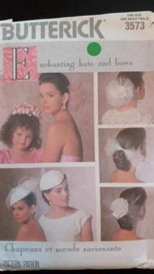Butterick 3573 Vintage Enchanting Hats & Bows Pattern - Image 1 of 2