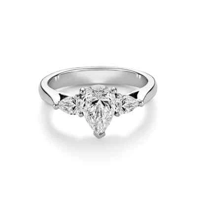 1.50 Ct Pear Cut Lab-Created Diamond Three Stone Engagement Ring Gift 925 Silver - Image 1 of 2
