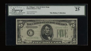 DBR 1934 $5 FRN DGS Mule Philadelphia Fr. 1956-Cdgsm Legacy 25 Serial C26092703A - Picture 1 of 2