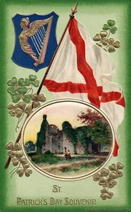 Winsch Día de San Patricio Erin Go Bragh Bandera Irlandesa Postal Serie Río Irlanda - Imagen 1 de 2
