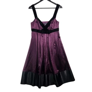 Y2K Banana Republic Babydoll Dress Sz 8 Stretch Silk Purple Black Fairy Grunge  - Picture 1 of 15