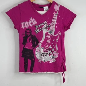 T-shirt vintage Y2K Hannah Montana 14-16 Miley Cyrus Disney grafica scena rosa retrò - Foto 1 di 9