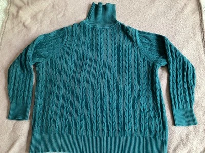 Suéter de cuello alto tejido con cable verde St. John’s Bay para mujer 3XL Plus algodón/nylon Foto 1 de 4