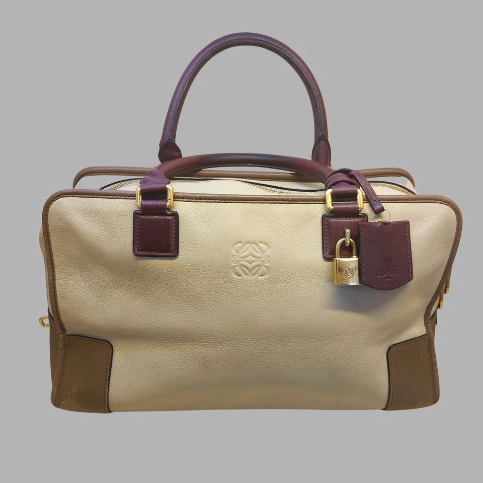 LOEWE Amazona Hand Bag Anagram Leather Beige Brown - Image 1 of 4