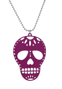 Zeckos lila Emaille Sugar Skull Halskette DOD - Bild 1 von 3