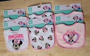Disney Baby Girls Set Of 6 Minnie Mouse Baby Bib New - Picture 1 of 8
