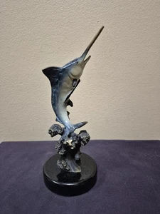 SPI - 7.5 " Bronze Painted Marlin on Stone Base - Picture 1 of 12