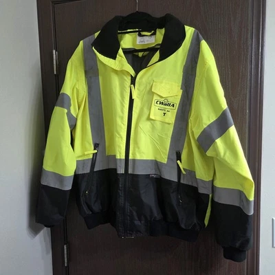Waterproof Bomber Safety Jacket with Reflective Stripes (CWallA) XL Yellow/Black - Image 1 of 4