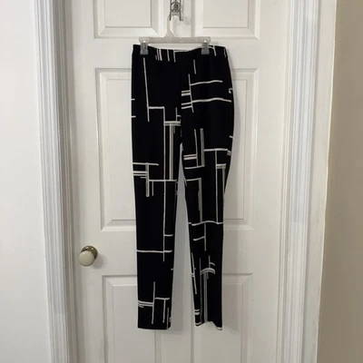 Pantalones informales ajustados negros blancos abstractos Joseph Ribkoff para mujer talla 6” Foto 1 de 4