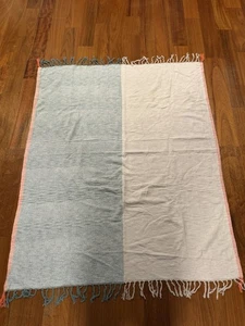 West Elm Lightweight Throw Blanket Color Block Fringe 50" x 60" Soft - Picture 1 of 12