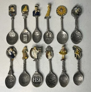 Vintage Franklin Mint Country Store Advertising Pewter Spoons ~ Lot of 12 - Picture 1 of 5
