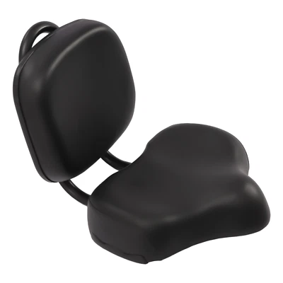 Bike Saddle Seat + Backrest Bicycle Extra Wide Comfort Leather Cushion Soft Pad - Image 1 of 4