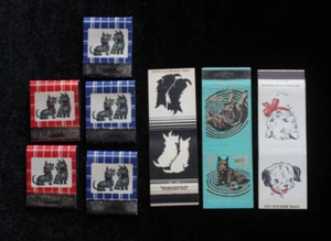 5 Antique 1930's Pair Of Scotty Dogs Tartan Diamond Match Co + 3 Covers - Picture 1 of 11