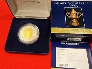 Royal Australian Mint " Rugby World Cup 2003" silver proof 99.99%silver coin - Picture 1 of 6
