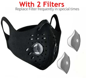 WEST BIKING black sport Face Mask Filter Activated Carbon PM 2.5 set+ 2 filters - Picture 1 of 12