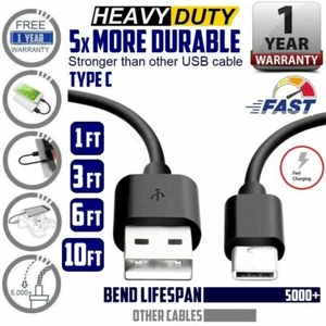 LOT Braided USB C Type-C Fast Charging Data SYNC Charger Cable 1/3/6/10FT LONG - Picture 1 of 12