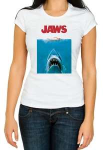 Jaws 1975 Movie Poster Short sleeve Woman T Shirt K301 - Picture 1 of 3